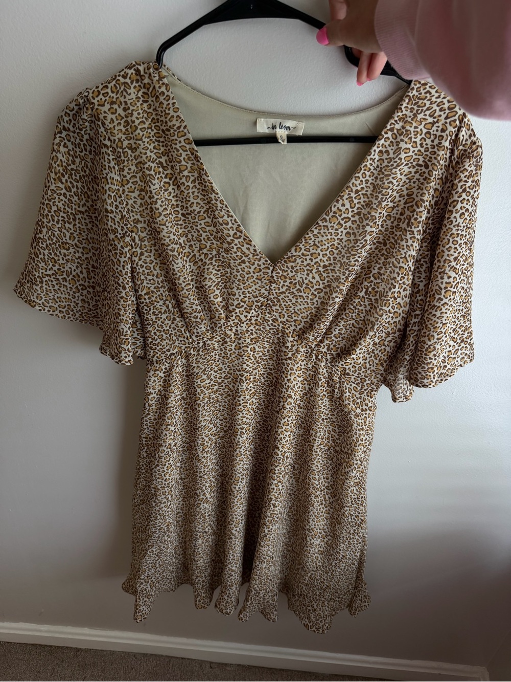 In Loom Mini Dress in Tan Leopard Print